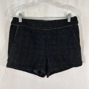New Monteau Shorts Women's Medium Black Metallic Pockets 2" Inseam Zip Back